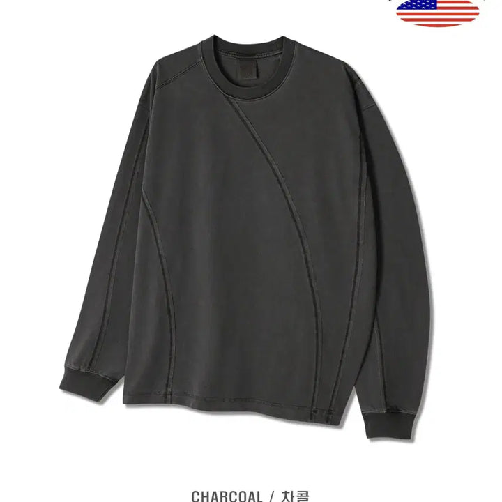 [BUNJANG] LAINE Curved Pigment Long Sleeve T-shirt / LAINE 커브드 피그먼트 긴팔티 5color