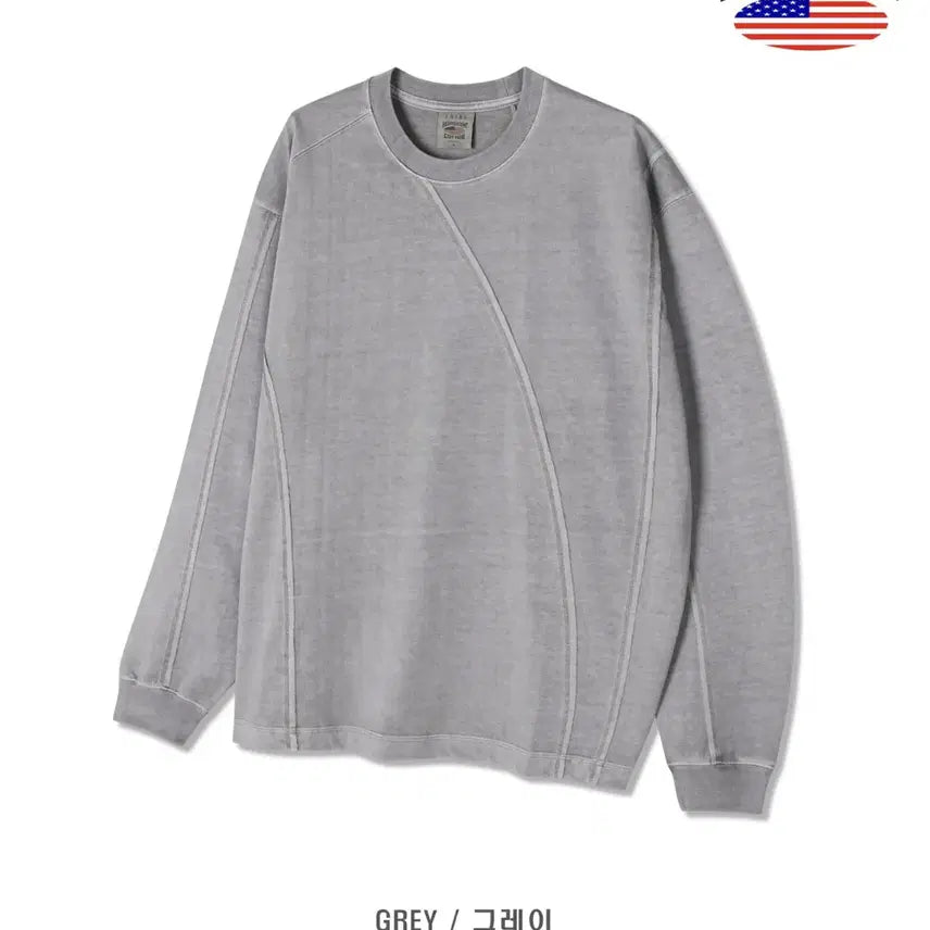 [BUNJANG] LAINE Curved Pigment Long Sleeve T-shirt / LAINE 커브드 피그먼트 긴팔티 5color