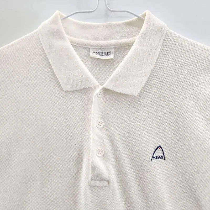 [BUNJANG] AHEAD Vintage Basic White Collar T-shirt M / AHEAD 빈티지 캐주얼 베이직 화이트 카라티 M