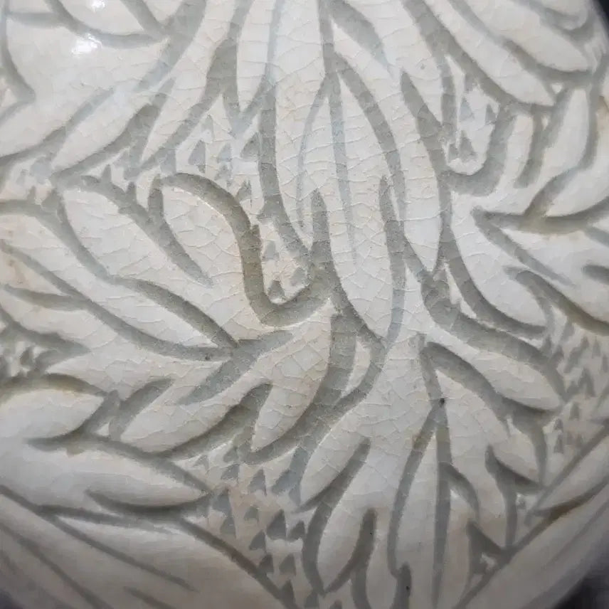 [BUNJANG] Godangyo Jo Du-eon Celadon Porcelain Yin Yang Carved Flower Pattern Wine Bottle / 고당요 조두언선생 청자 음양각 화문 주병 도자기