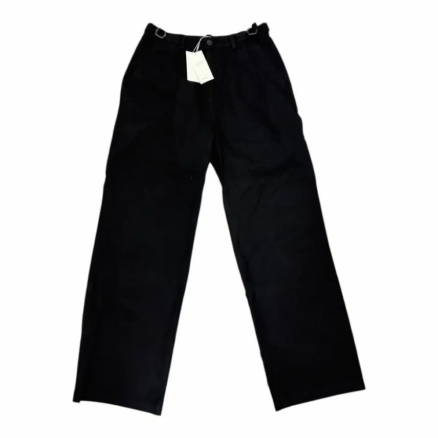 [BUNJANG] Pigment Black Wide Belt Detail Pants / 피그먼트 블랙 와이드 벨트 디테일 팬츠 새상품