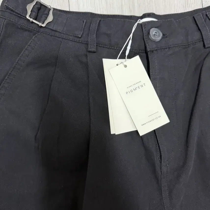 [BUNJANG] Pigment Black Wide Belt Detail Pants / 피그먼트 블랙 와이드 벨트 디테일 팬츠 새상품