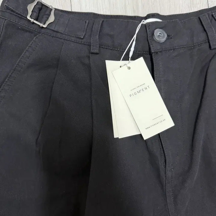 [BUNJANG] Pigment Black Wide Belt Detail Pants / 피그먼트 블랙 와이드 벨트 디테일 팬츠 새상품
