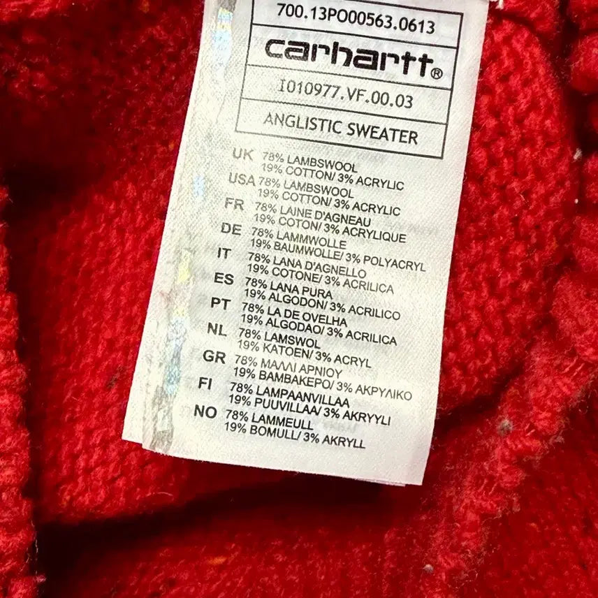 [BUNJANG] Carhartt Anglistic Sweater (Red) - Size S / (반택무료) 칼하트 레드 앵글리스틱 스웨터 ( S / 95 )