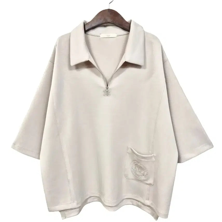 [BUNJANG] XIX Half Zip-Up Oversized Collar T-Shirt / XIX 엑스아이엑스 하프집업 오버사이즈 카라 티셔츠 d209