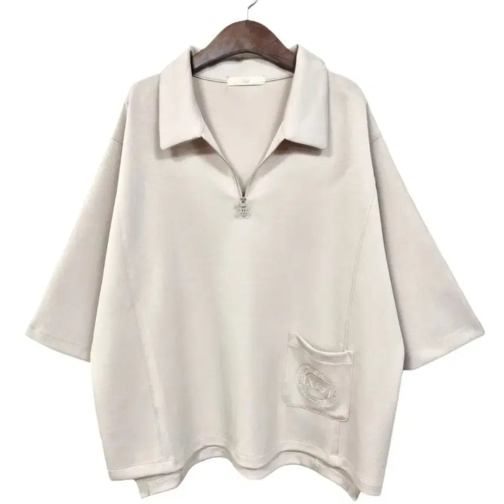 [BUNJANG] XIX Half Zip-Up Oversized Collar T-Shirt / XIX 엑스아이엑스 하프집업 오버사이즈 카라 티셔츠 d209