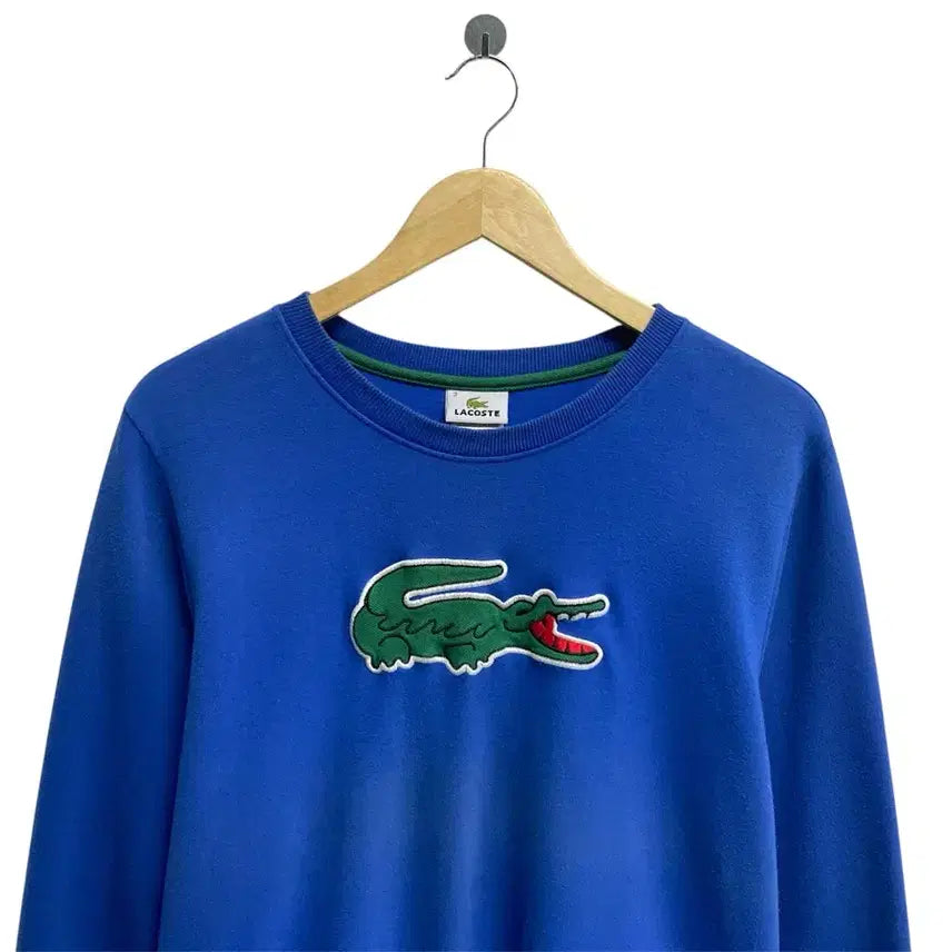 [BUNJANG] Lacoste Big Logo Sweatshirt S / 라코스테 빅로고 블루 스웻셔츠 S