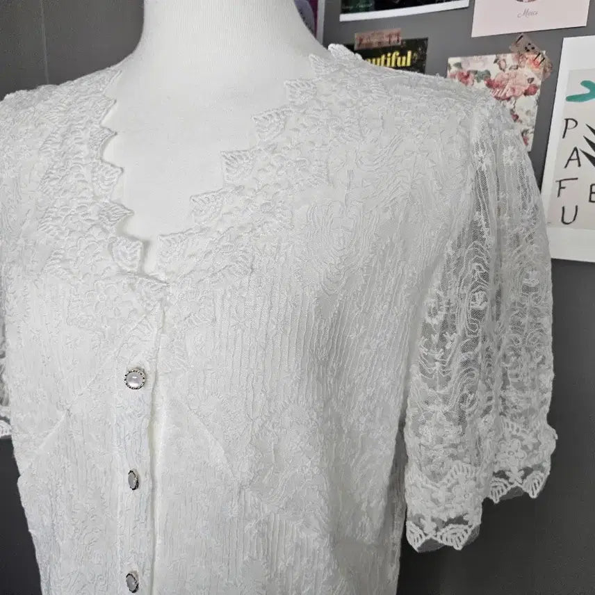 [BUNJANG] Lace Short Sleeve Blouse / 레이스 반팔 블라우스