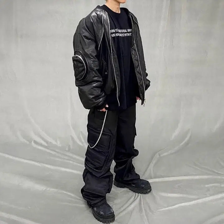 [BUNJANG] Archive Leather Bomber Jacket / 파아카이브 레더봄버 [2]