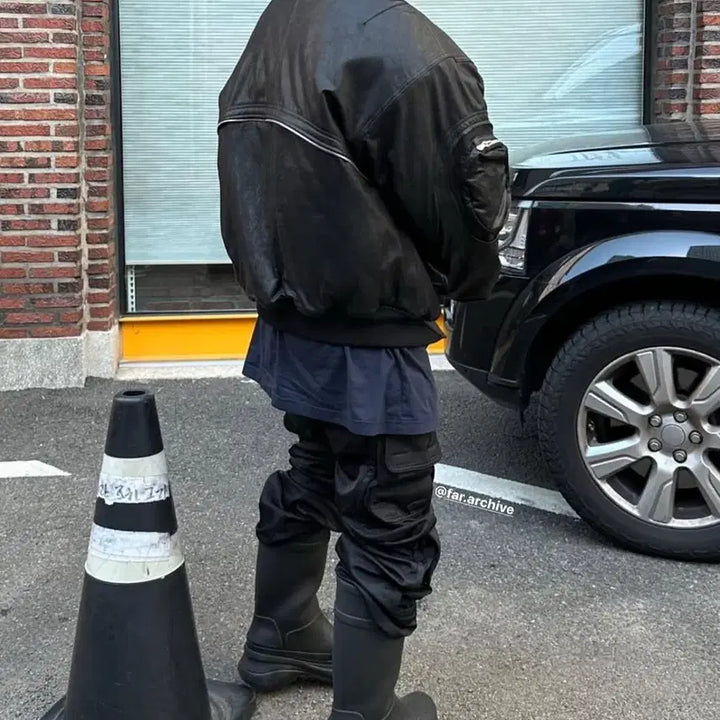 [BUNJANG] Archive Leather Bomber Jacket / 파아카이브 레더봄버 [2]