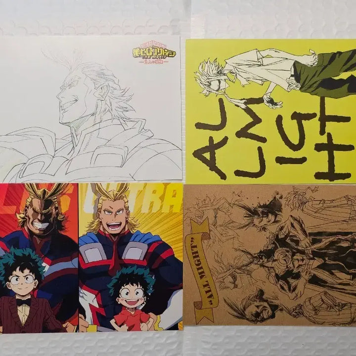 [BUNJANG] My Hero Academia All Might Postcard Set / 올마이트 엽서 4종 세트 영마이트 원화 설정화 미도리야