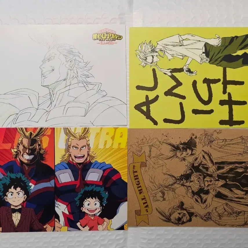 [BUNJANG] My Hero Academia All Might Postcard Set / 올마이트 엽서 4종 세트 영마이트 원화 설정화 미도리야