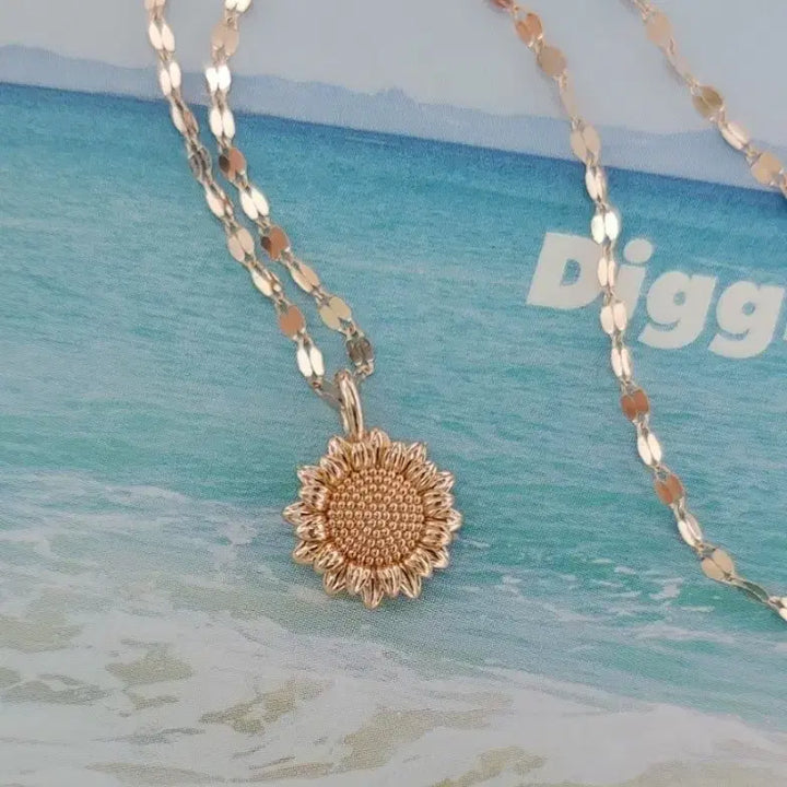 [BUNJANG] 14k Gold Sunflower Necklace Rose Gold / 새제품) 14k 목걸이 금전운 해바라기 핑크,로즈골드