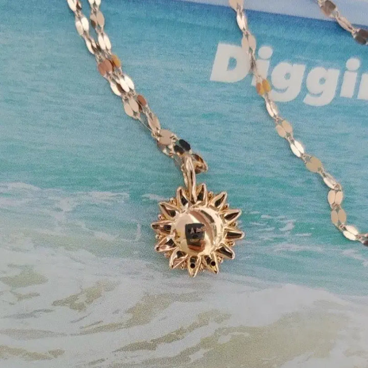 [BUNJANG] 14k Gold Sunflower Necklace Rose Gold / 새제품) 14k 목걸이 금전운 해바라기 핑크,로즈골드