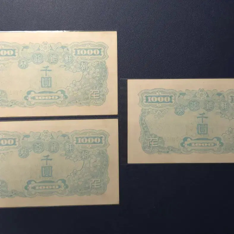 [BUNJANG] Joseon Bank 1950 North Korean 1000 Won Consecutive Serial Number Banknote / 조선은행 1950년 북괴천원 3연번번호 준미사용 희귀지폐수집용