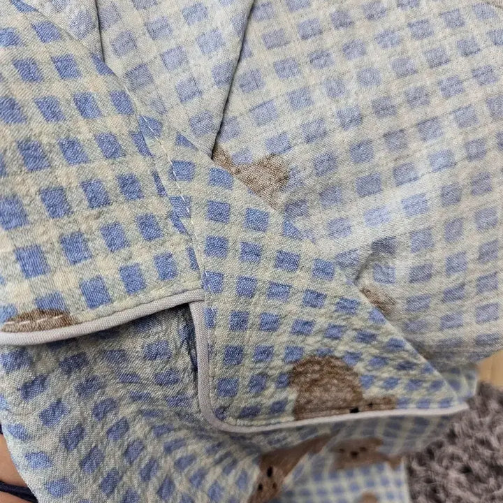 [BUNJANG] Teddy Bear Checkered Pajama Set / 테디베어 체크 긴팔 잠옷 세트