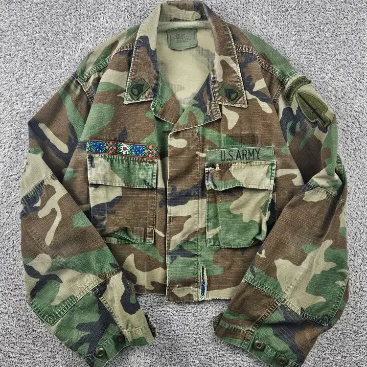 [BUNJANG] US Army Custom Cropped Combat Field Shirt (M) / US ARMY 크롭 커스텀 컴뱃 필드 셔츠 ( M ) / 11623