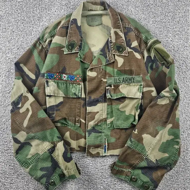 [BUNJANG] US Army Custom Cropped Combat Field Shirt (M) / US ARMY 크롭 커스텀 컴뱃 필드 셔츠 ( M ) / 11623