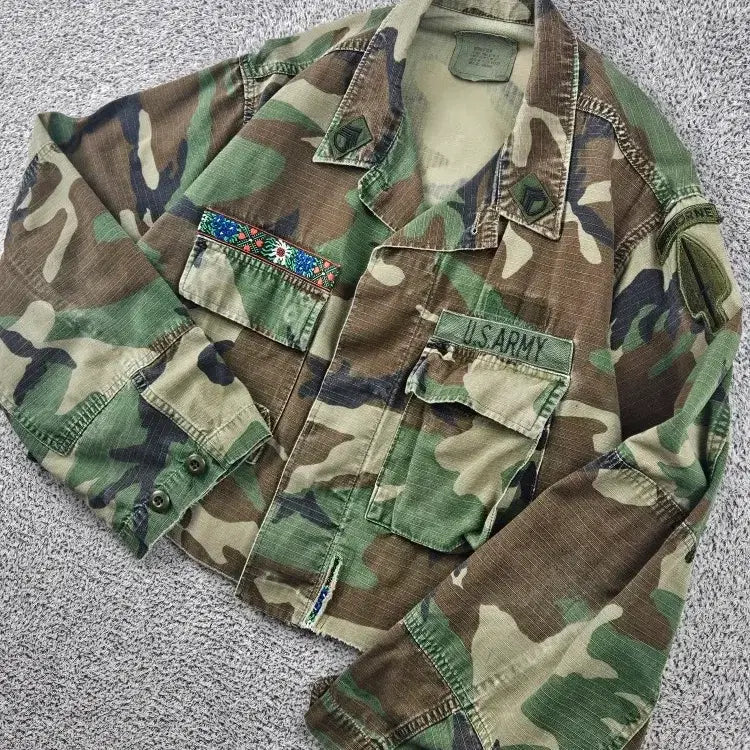 [BUNJANG] US Army Custom Cropped Combat Field Shirt (M) / US ARMY 크롭 커스텀 컴뱃 필드 셔츠 ( M ) / 11623
