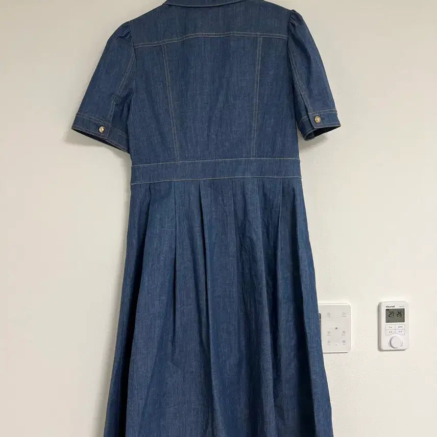 [BUNJANG] 22SS Satin Ribbon Pocket Denim Dress - Size 77 / (새상품급) 22ss 샤틴 리본포켓 데님 원피스 77사이즈
