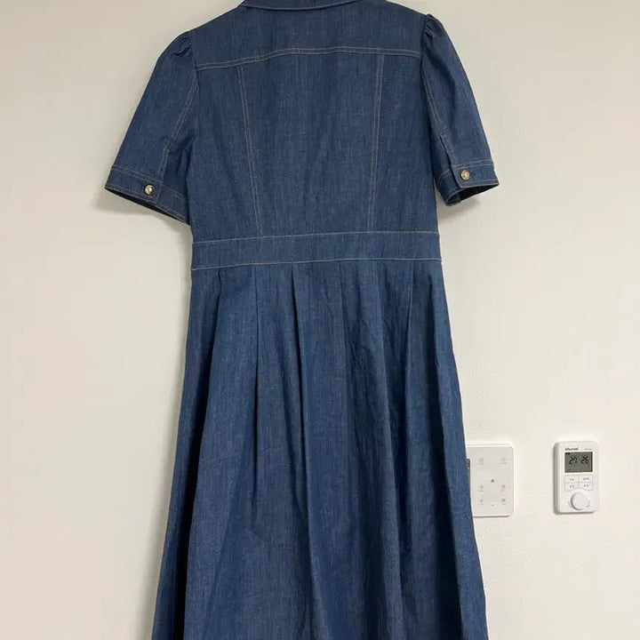 [BUNJANG] 22SS Satin Ribbon Pocket Denim Dress - Size 77 / (새상품급) 22ss 샤틴 리본포켓 데님 원피스 77사이즈