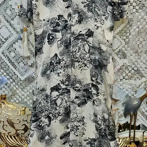 [BUNJANG] Floral Linen Long Dress / 플라워린넨 패턴 롱 원피스 반팔