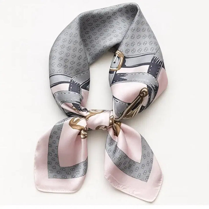 [BUNJANG] Pink/Gray Pattern Scarf / 핑크/회색 패턴 스카프(새상품)