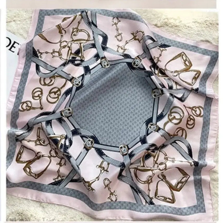 [BUNJANG] Pink/Gray Pattern Scarf / 핑크/회색 패턴 스카프(새상품)