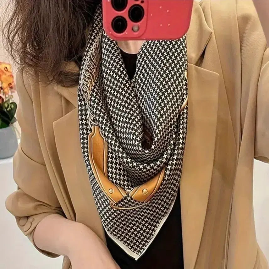 [BUNJANG] Houndstooth Paisley Pattern Scarf / 하운드투스/페이즐리 패턴 스카프(새상품)