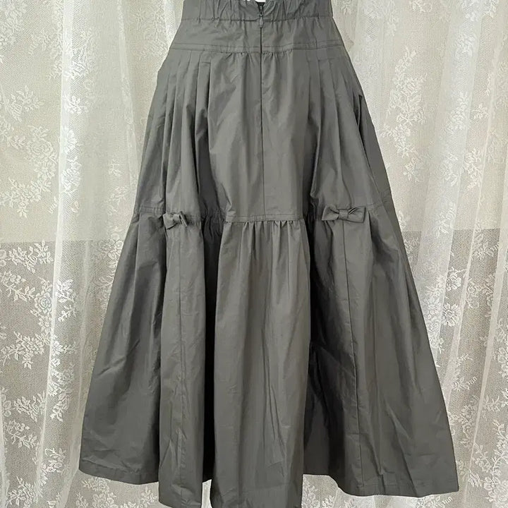 [BUNJANG] JIYO Antoinette Ribbon Skirt - Khaki / XS) 지요 JIYO 앙투아네트 리본 스커트 카키