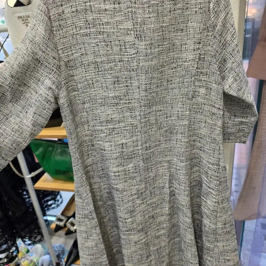 [BUNJANG] Queen Tweed Pearl Button Long Dress F / Queen 트위드 자켓 진주 버튼 원피스 F