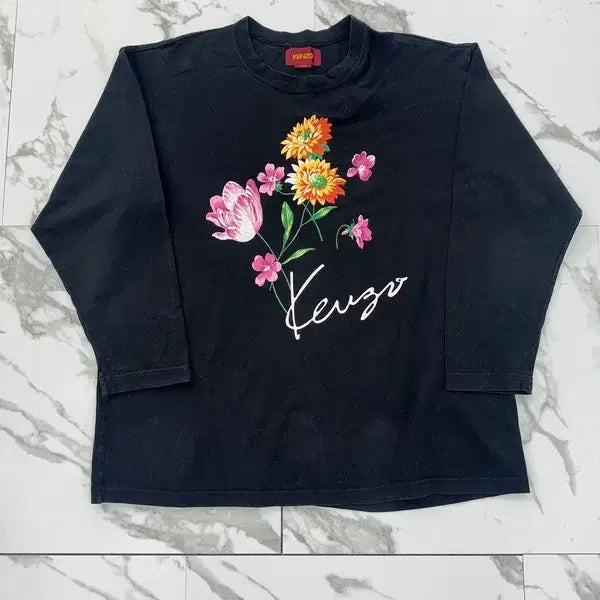 [BUNJANG] Kenzo Flower Printed Long Sleeve T-shirt / 겐조 플라워 프린팅 긴팔 티셔츠