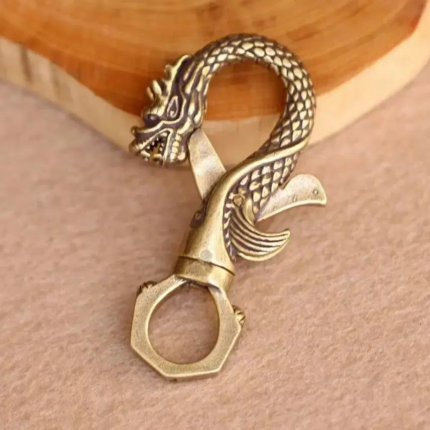 [BUNJANG] Brass Dragon Carabiner Keychain / 황동 용모양 카라비너 키링