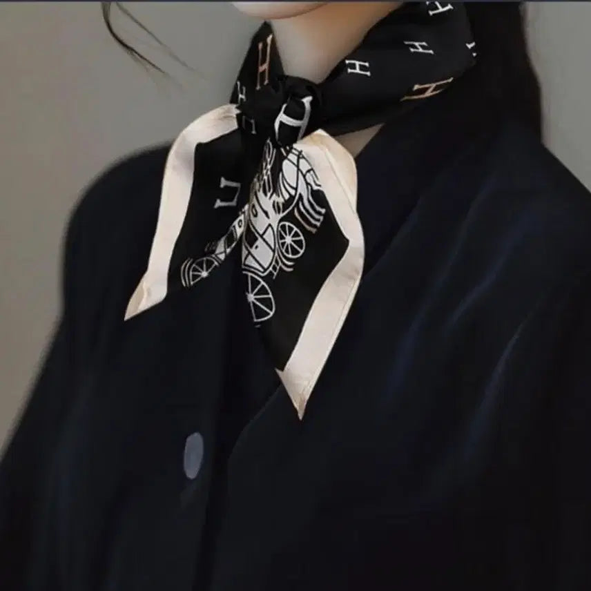 [BUNJANG] Black H-Pattern Scarf / H 패턴 블랙 스카프(새상품)