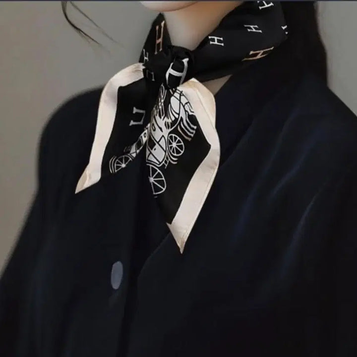 [BUNJANG] Black H-Pattern Scarf / H 패턴 블랙 스카프(새상품)