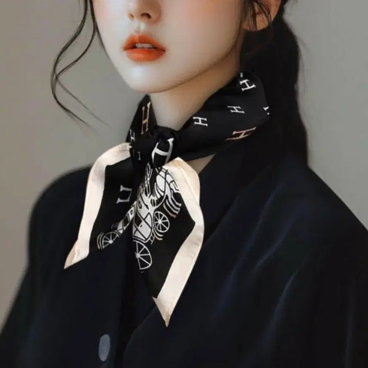 [BUNJANG] Black H-Pattern Scarf / H 패턴 블랙 스카프(새상품)