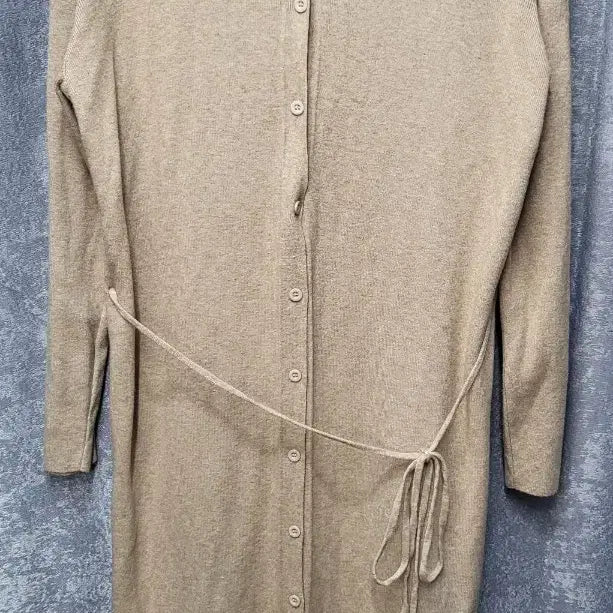 [BUNJANG] Beige Long Dress Set (Cardigan Convertible) / 베이지 롱 원피스 벨트세트 (가디건겸용)