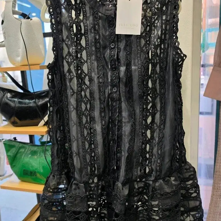 [BUNJANG] JULL LOG Black Lace Sleeveless Dress / JULL LOG 줄로그 블랙 레이스 민소매 원피스 F