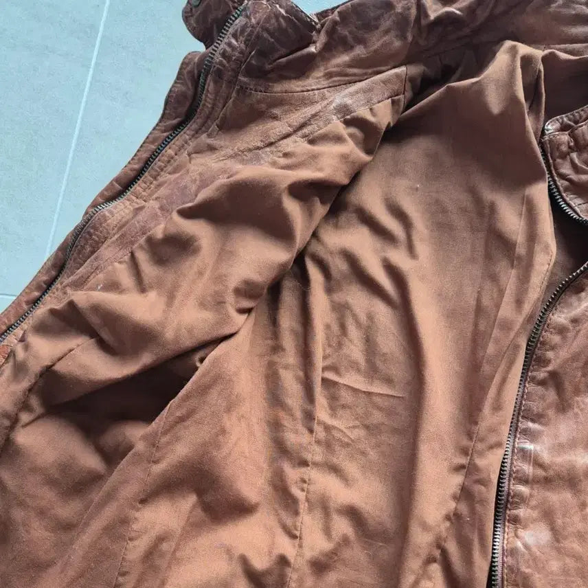 [BUNJANG] Genuine Lambskin Leather Cropped High-Neck Jacket / 램스킨 하이넥 리얼레더 자켓 ( 이태원 구매 )