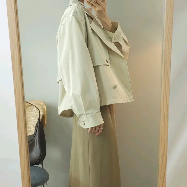 [BUNJANG] (66)모르간 여성 자켓 긴팔 더블 베이직 아이보리 / (66)모르간 여성 자켓 긴팔 더블 베이직 아이보리