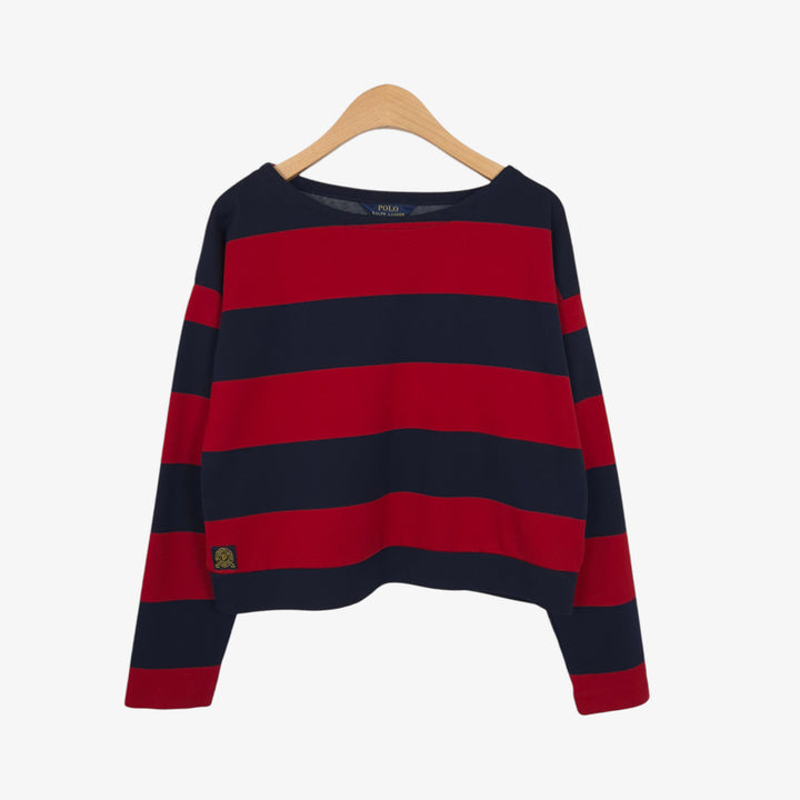 [BUNJANG] Polo Ralph Lauren Navy Red Crop T-shirt / [55] 폴로 랄프로렌 네이비 레드 배색 크롭 티셔츠