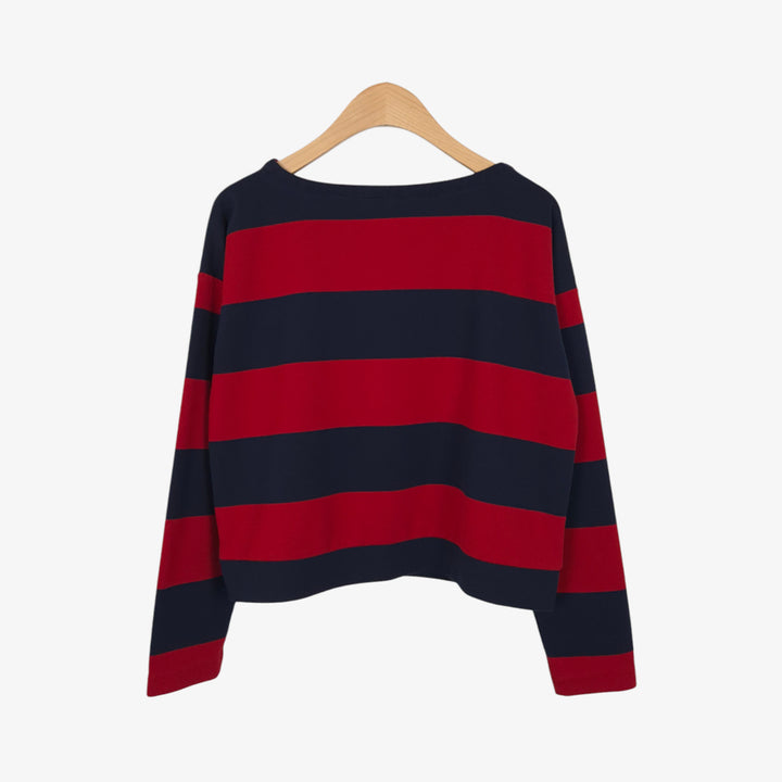 [BUNJANG] Polo Ralph Lauren Navy Red Crop T-shirt / [55] 폴로 랄프로렌 네이비 레드 배색 크롭 티셔츠