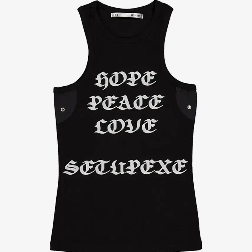 [SOLD OUT] [새 상품] 셋업이엑스이 HOPE PEACE LOVE SL 나시 블랙