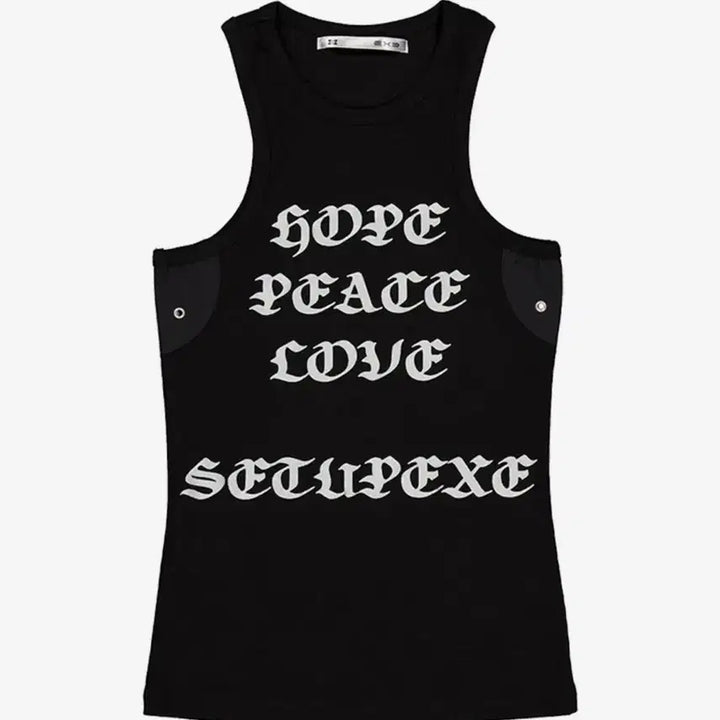 [SOLD OUT] [새 상품] 셋업이엑스이 HOPE PEACE LOVE SL 나시 블랙