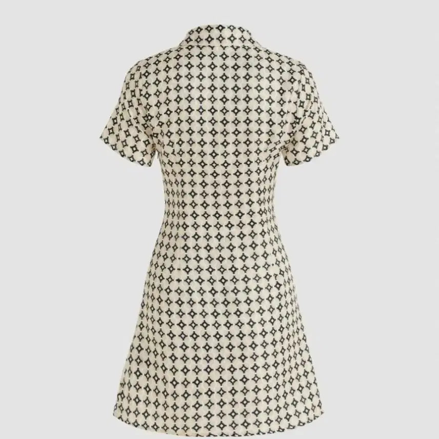 [BUNJANG] Geometric Pattern Short Sleeve Mini Dress / 반팔 미니 원피스