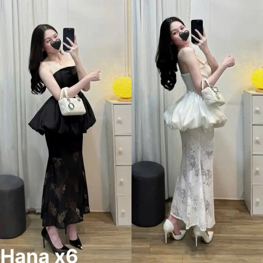 [BUNJANG] White Tube Top Lace Long Dress / 화이트 튜브탑 레이스 롱 원피스