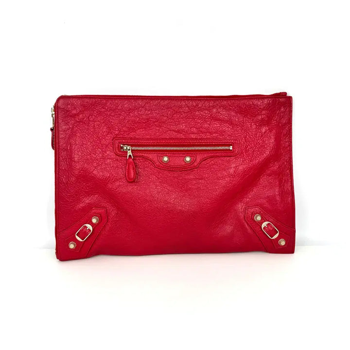 [BUNJANG] Balenciaga Giant City Clutch Red Leather / 발렌시아가 모터 자이언트 시티 클러치 541818