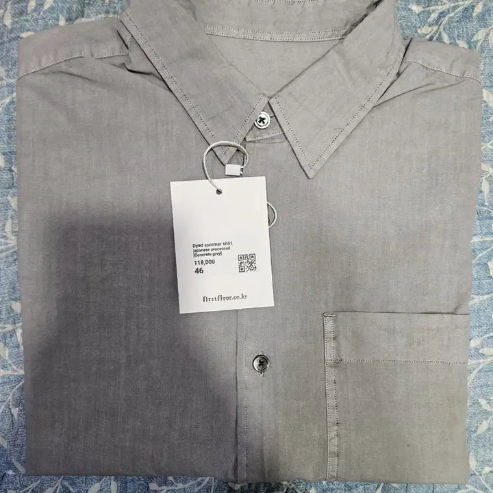 [BUNJANG] First Floor Dyed Short-Sleeved Shirt Concrete Gray / [46] 퍼스트플로어 다이드 반팔셔츠 콘크리트 그레이