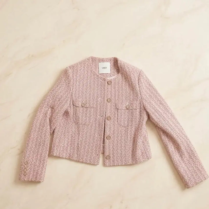[BUNJANG] UMER Pink Tweed Jacket / UMER 유메르 핑크 트위드 자켓