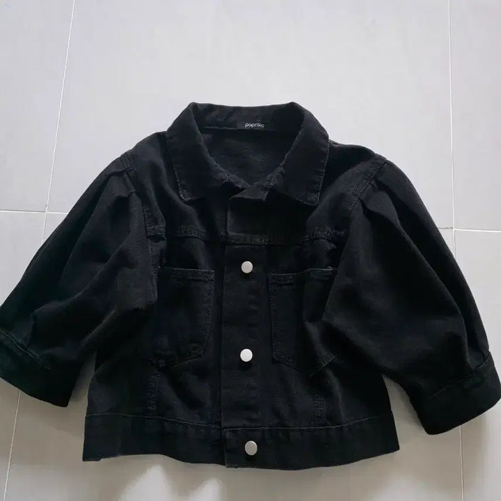 [BUNJANG] Paprika Cropped Black Denim Jacket / 블랙진 크롭  쟈켓
